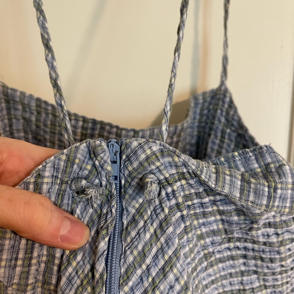 Vintage Blue & Green Striped Spaghetti Strap Dress - Picture 6 of 6